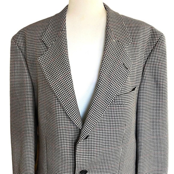Campo Zanieri Designer Wool Sport Jacket Blazer Size 42R Black White Houndstooth - Picture 2 of 13